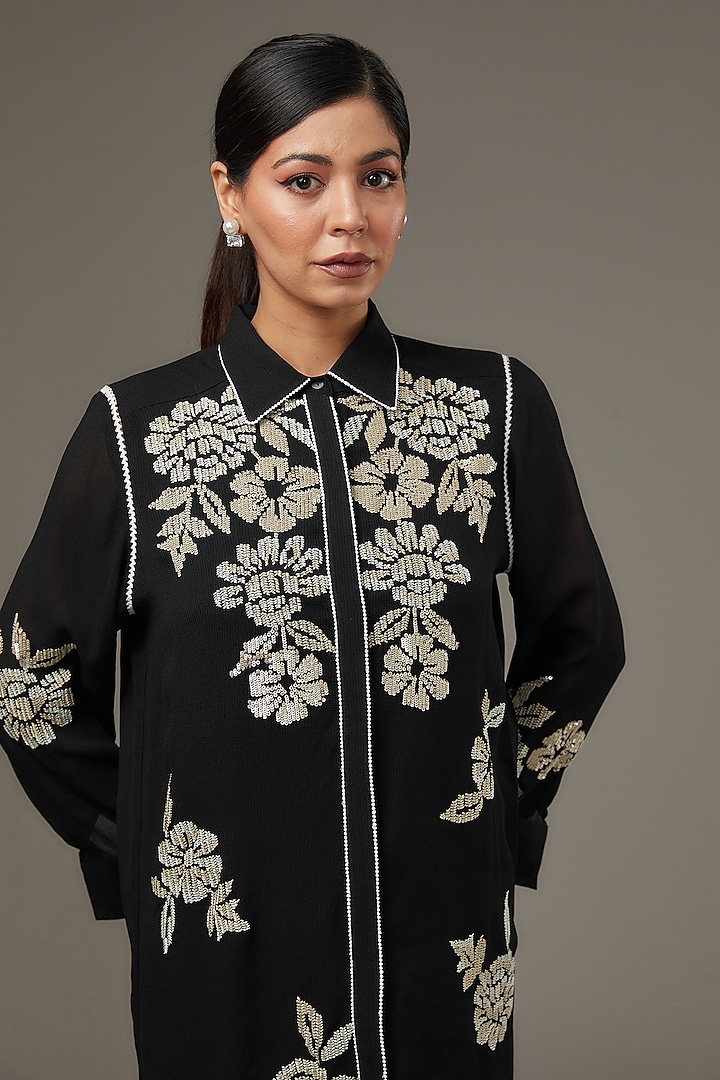 Black Georgette Tunic Set by Namrata Joshipura at Pernia's Pop Up Shop