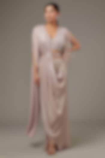 Pink Shimmer Chiffon Wedding Saree Set by Namrata Joshipura at Pernia's Pop Up Shop