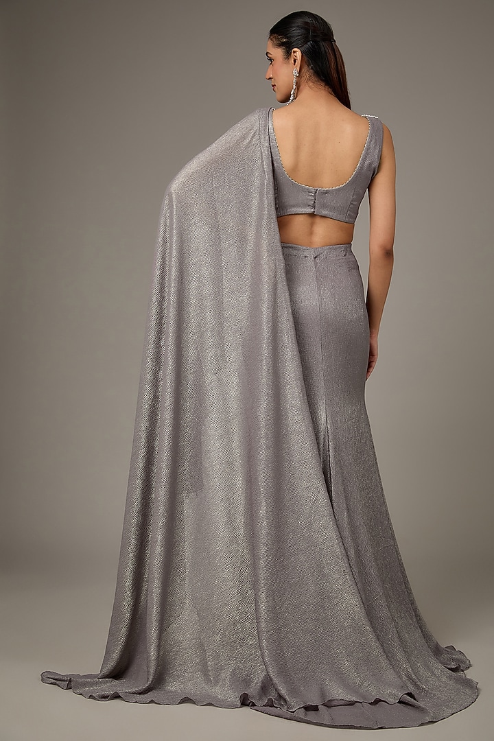 Mud Shimmer Chiffon Wedding Saree Set by Namrata Joshipura at Pernia's Pop Up Shop