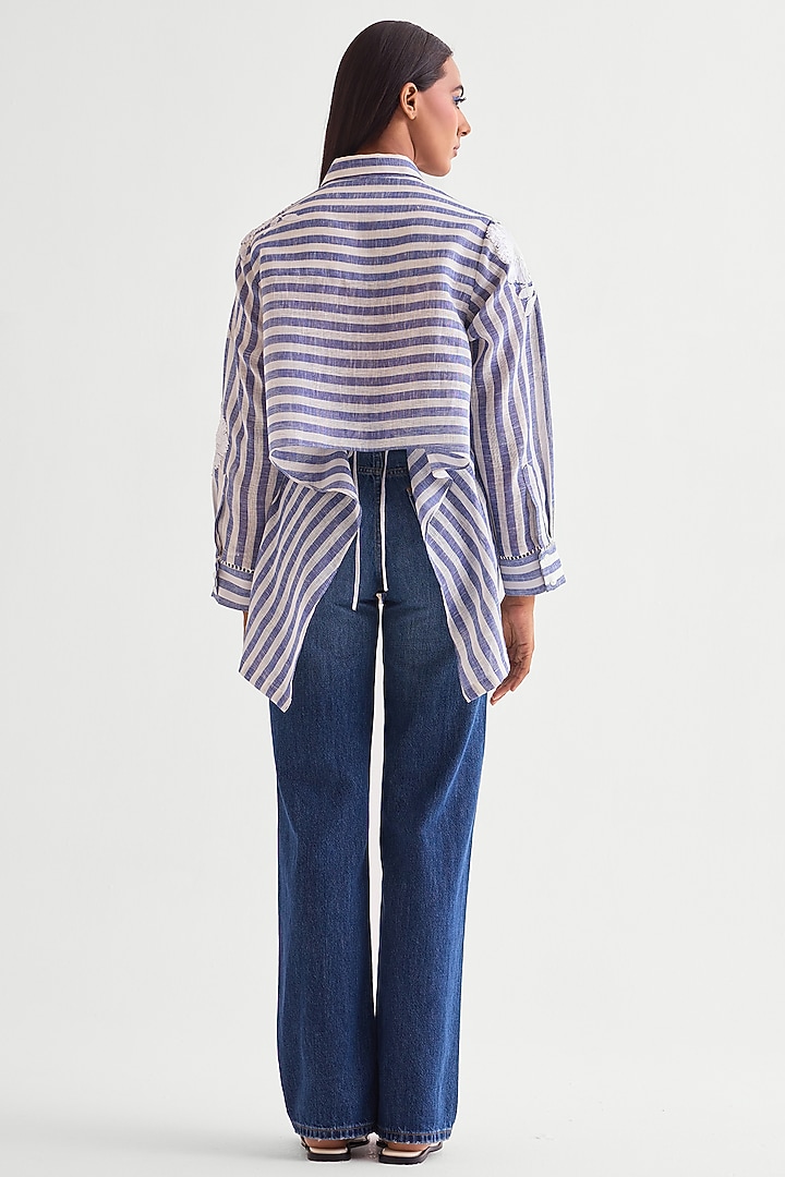Blue Bell Linen Striped Shirt by Namrata Joshipura at Pernia's Pop Up Shop