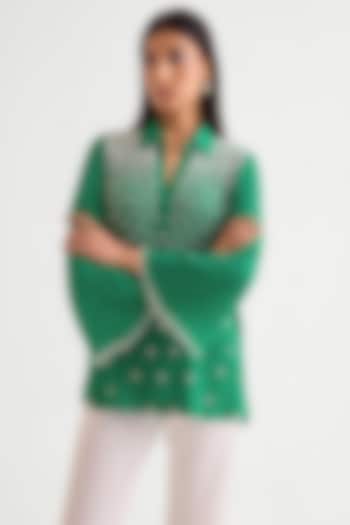 Evergreen Georgette Bell Sleeves Top by Namrata Joshipura at Pernia's Pop Up Shop