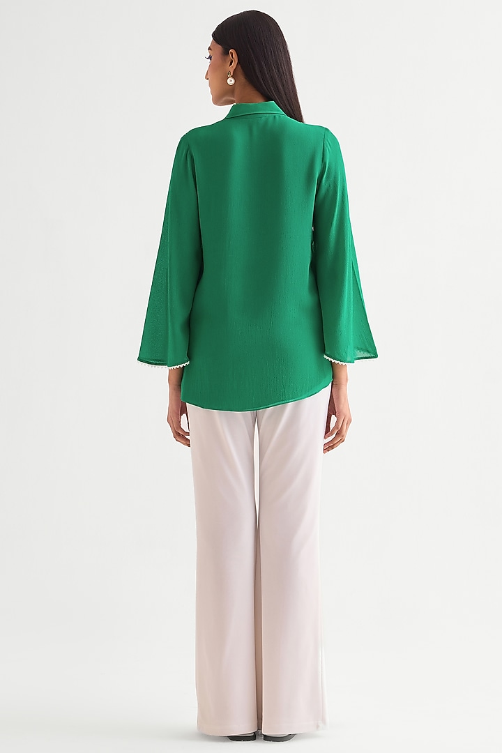Evergreen Georgette Bell Sleeves Top by Namrata Joshipura at Pernia's Pop Up Shop