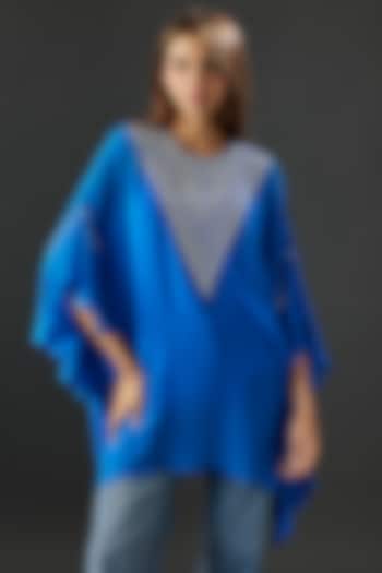Blue Georgette Frilled Tunic by Namrata Joshipura at Pernia's Pop Up Shop