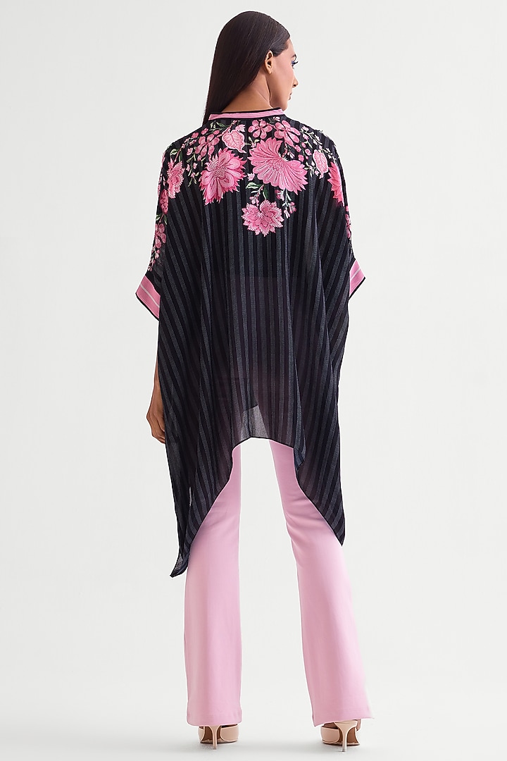 Black Georgette Floral Handkerchief Tunic by Namrata Joshipura at Pernia's Pop Up Shop