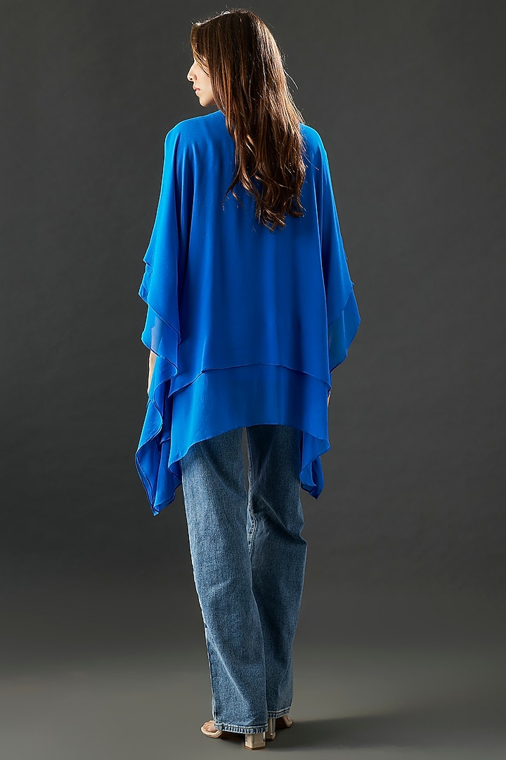 Blue Georgette Double Layered Tunic by Namrata Joshipura at Pernia's Pop Up Shop