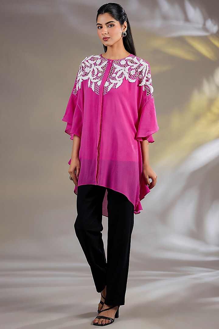Pink Georgette Tunic With Slip by Namrata Joshipura at Pernia's Pop Up Shop