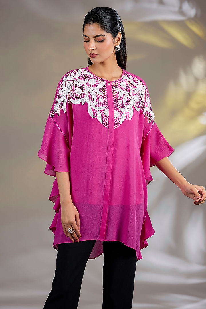 Pink Georgette Tunic With Slip by Namrata Joshipura at Pernia's Pop Up Shop