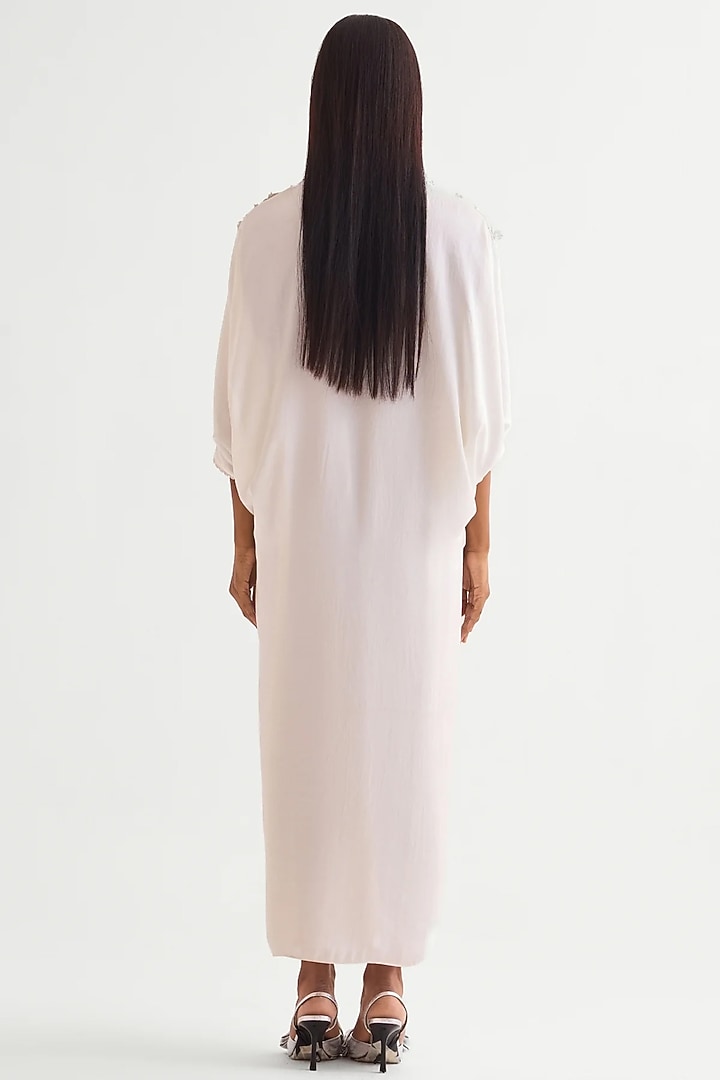 Ivory Satin Vacation Dress by Namrata Joshipura at Pernia's Pop Up Shop