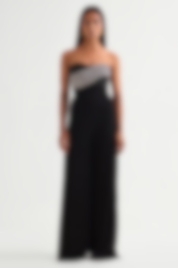 Black Shimmer Crepe Corset Jumpsuit by Namrata Joshipura at Pernia's Pop Up Shop