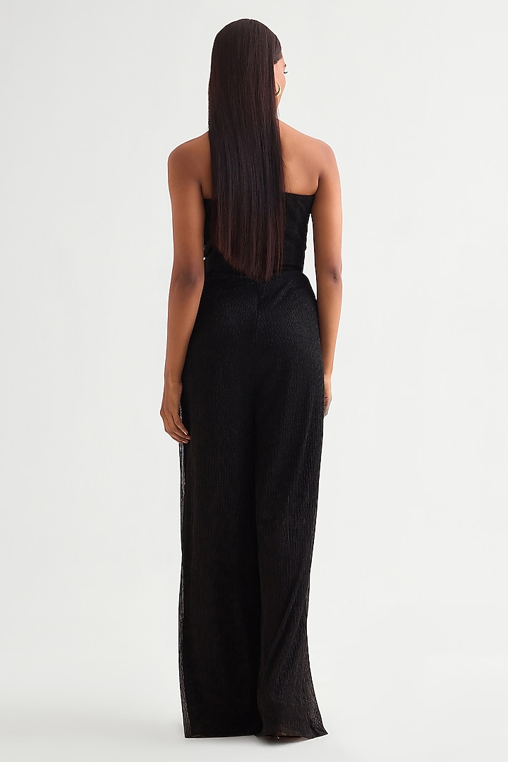 Black Shimmer Crepe Corset Jumpsuit by Namrata Joshipura at Pernia's Pop Up Shop