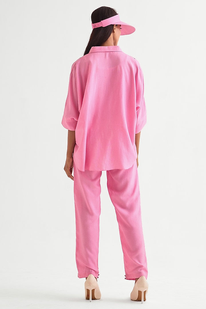 Candy Pink Silk Voile Co-Ord Set by Namrata Joshipura at Pernia's Pop Up Shop