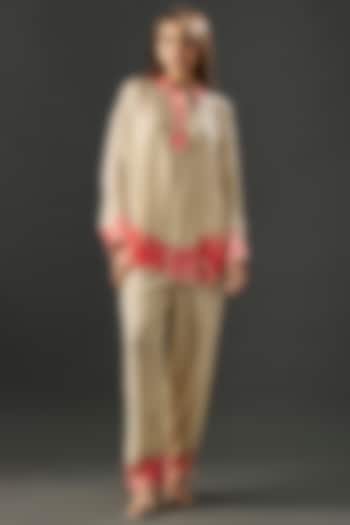 Beige Crepe Co-Ord Set by Namrata Joshipura at Pernia's Pop Up Shop