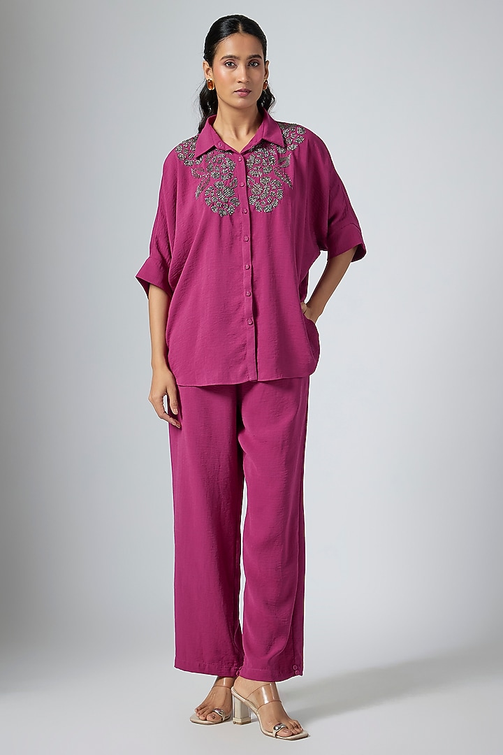 Magenta Amazon Fabric Co-Ord Set by Namrata Joshipura at Pernia's Pop Up Shop
