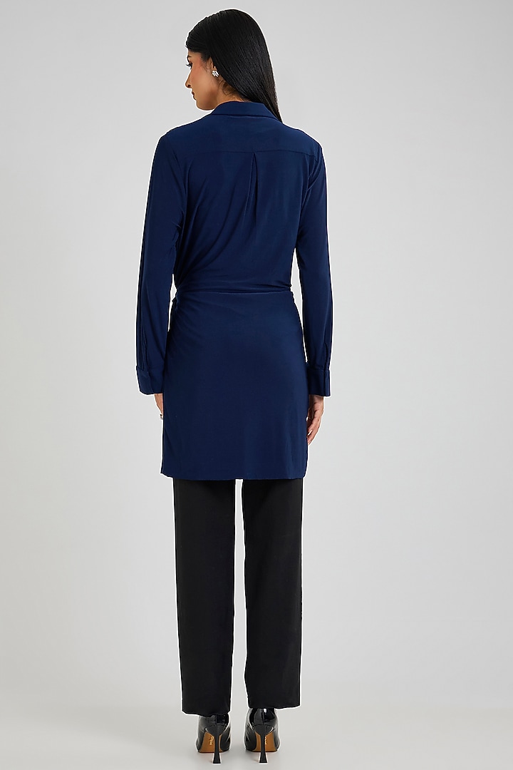 Navy Jersey hand Embellished Tie-Up Vacation Dress by Namrata Joshipura at Pernia's Pop Up Shop