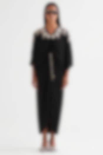 Black Satin Midi Vacation Dress by Namrata Joshipura at Pernia's Pop Up Shop