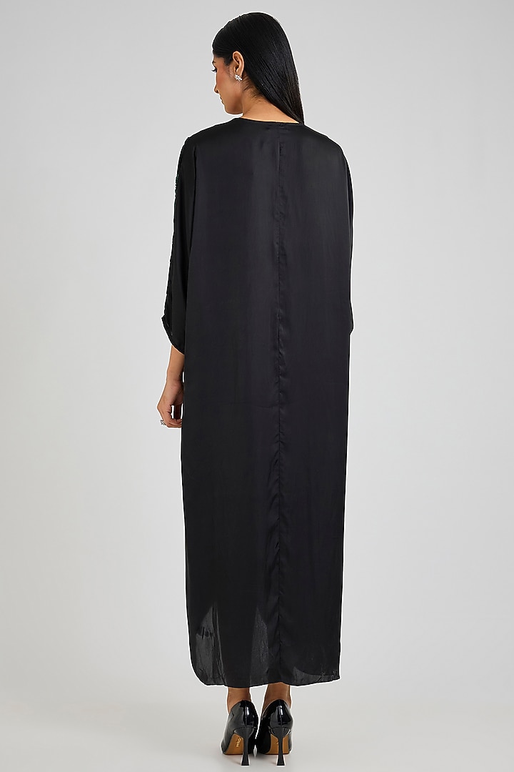 Black & Blue Cupro Satin Cocktail Dress by Namrata Joshipura at Pernia's Pop Up Shop