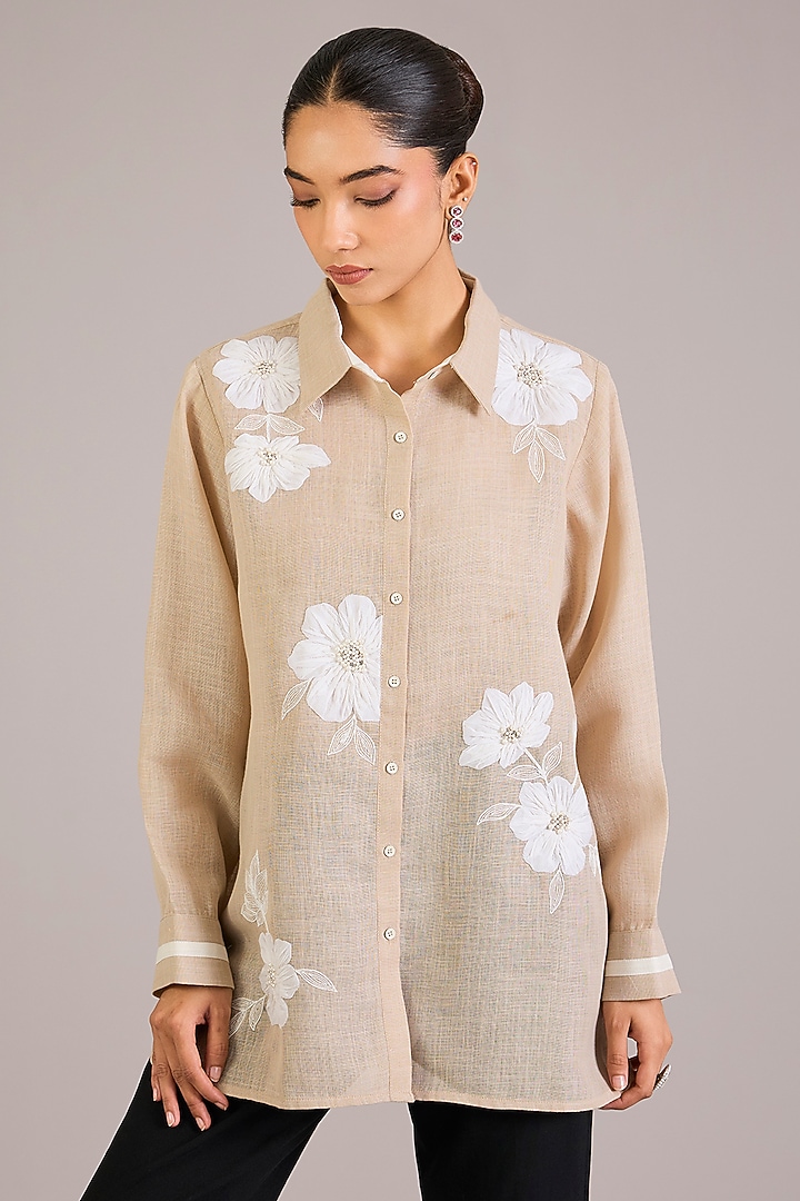 Mint Green Linen Shirt by Namrata Joshipura at Pernia's Pop Up Shop
