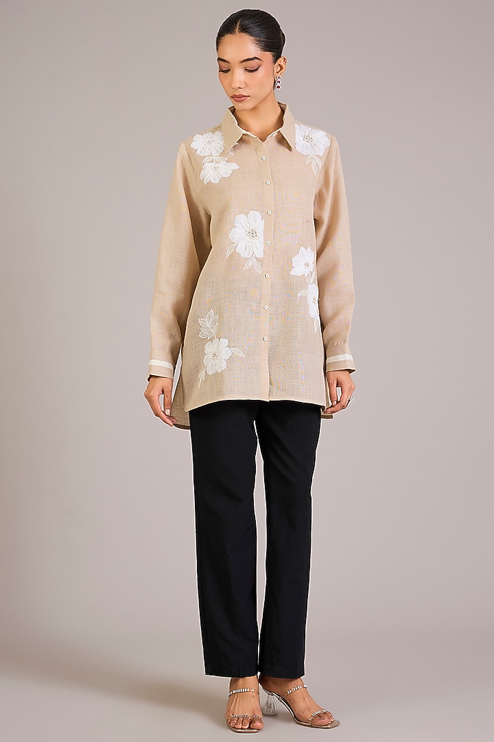 Mint Green Linen Shirt by Namrata Joshipura at Pernia's Pop Up Shop