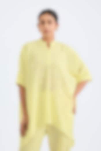 Yellow Twill Georgette Shirt by Namrata Joshipura at Pernia's Pop Up Shop