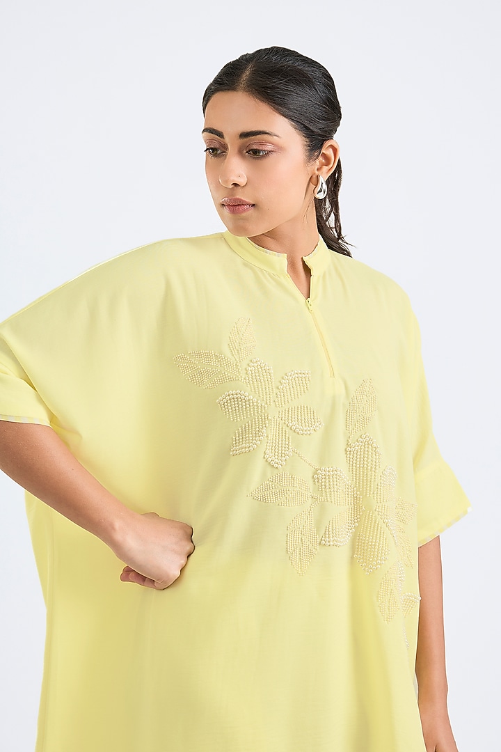 Yellow Twill Georgette Shirt by Namrata Joshipura at Pernia's Pop Up Shop