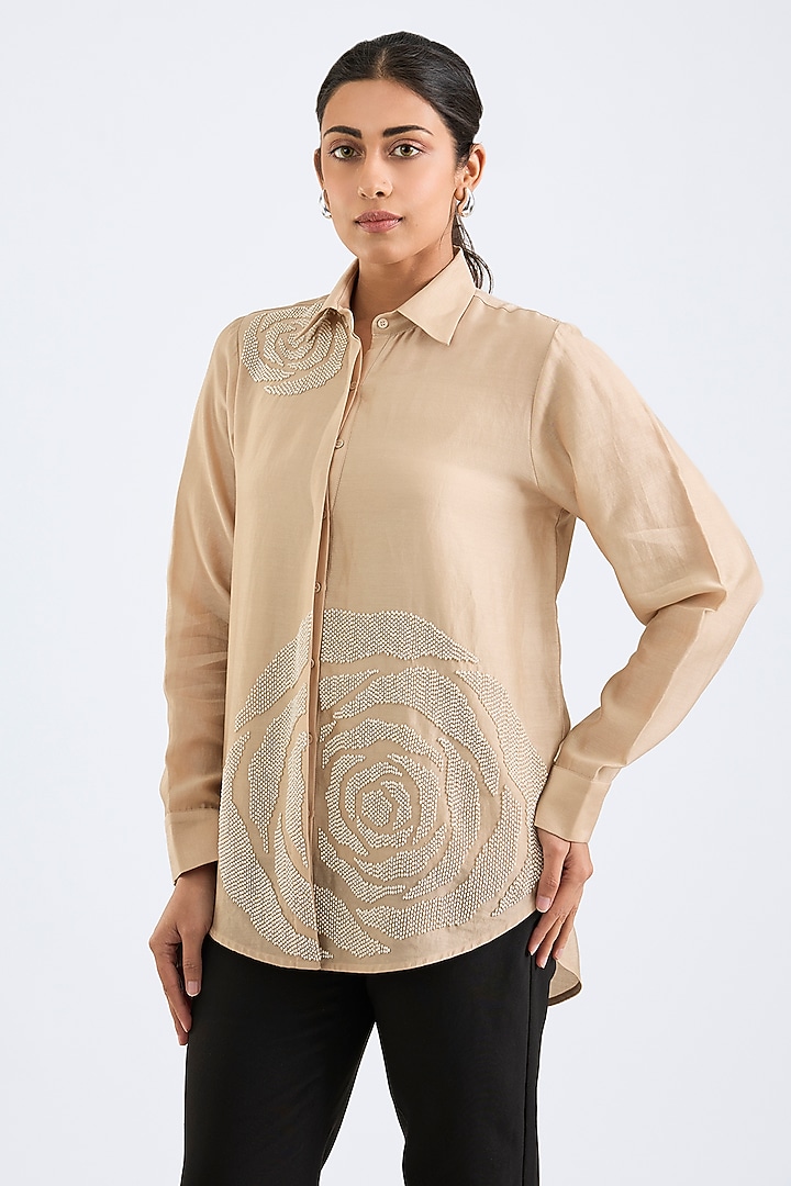 Sand Modal Linen Shirt by Namrata Joshipura at Pernia's Pop Up Shop
