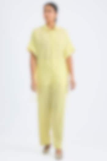 Yellow Twill Georgette Co-Ord Set by Namrata Joshipura at Pernia's Pop Up Shop