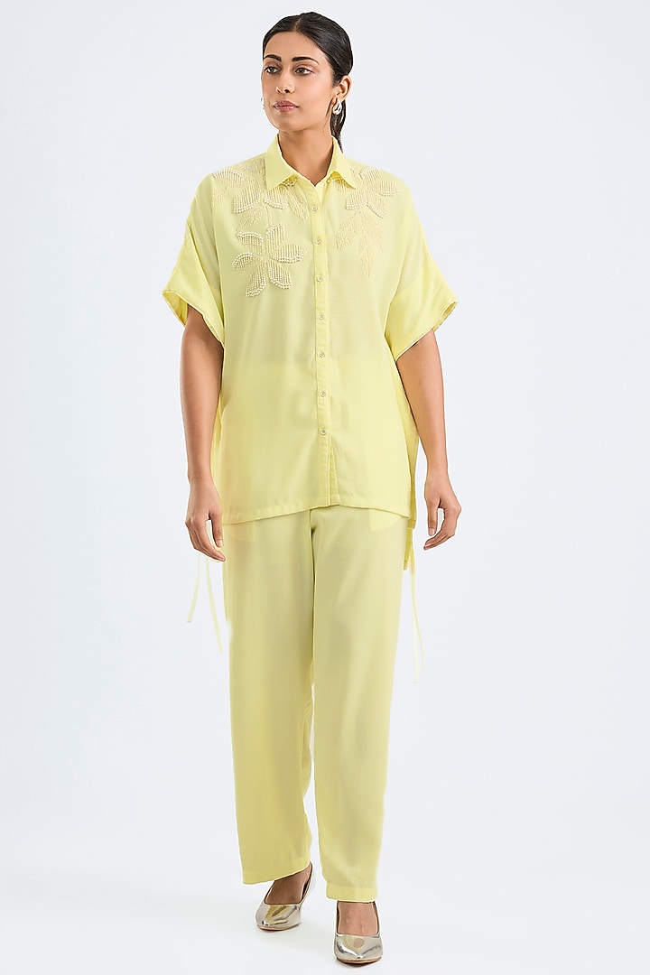 Yellow Twill Georgette Co-Ord Set by Namrata Joshipura at Pernia's Pop Up Shop