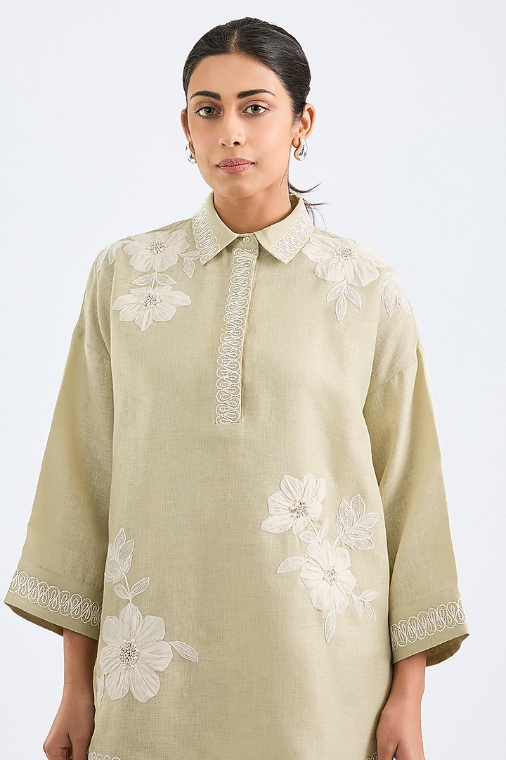 Mint Green Linen Co-Ord Set by Namrata Joshipura at Pernia's Pop Up Shop