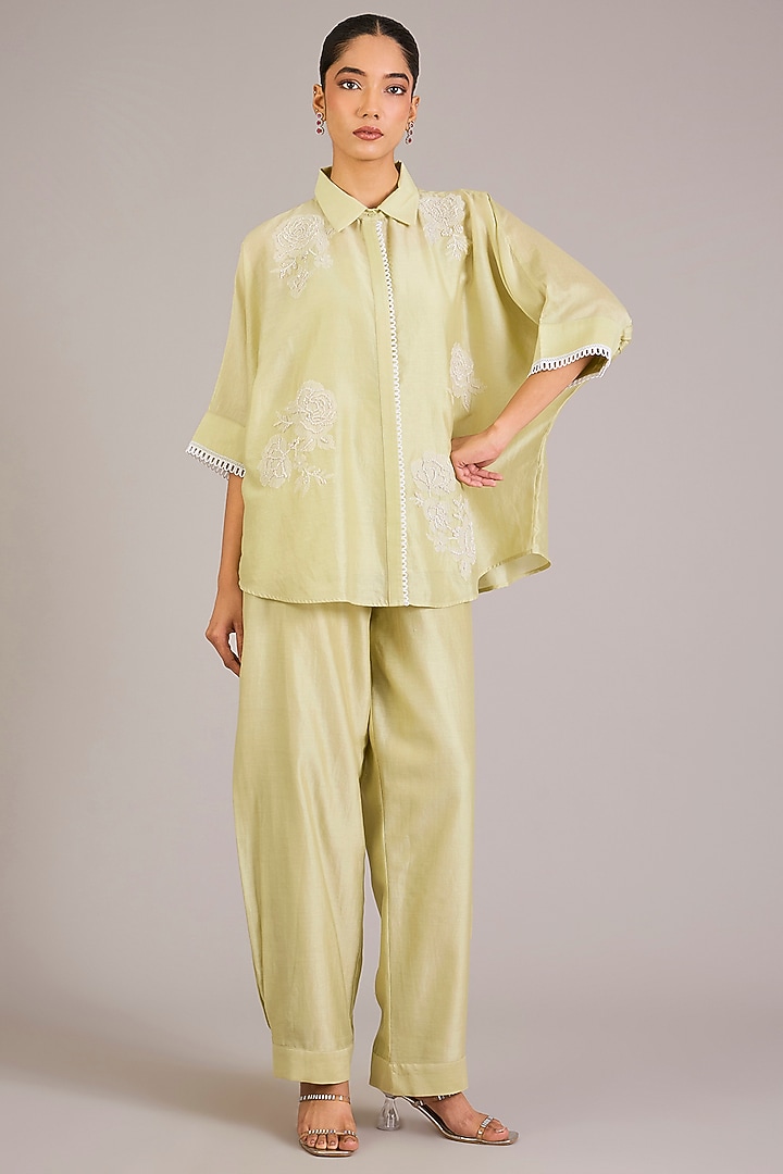 Mint Green Chanderi Silk Co-Ord Set by Namrata Joshipura at Pernia's Pop Up Shop