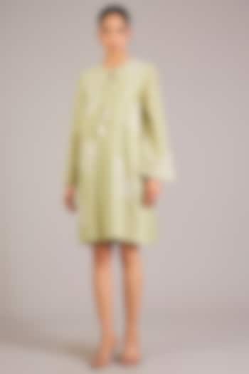 Mint Green Chanderi Silk Mini Cocktail Dress by Namrata Joshipura at Pernia's Pop Up Shop