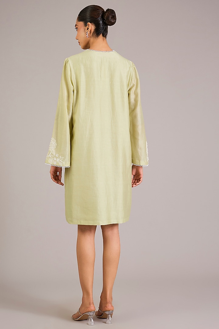Mint Green Chanderi Silk Mini Cocktail Dress by Namrata Joshipura at Pernia's Pop Up Shop