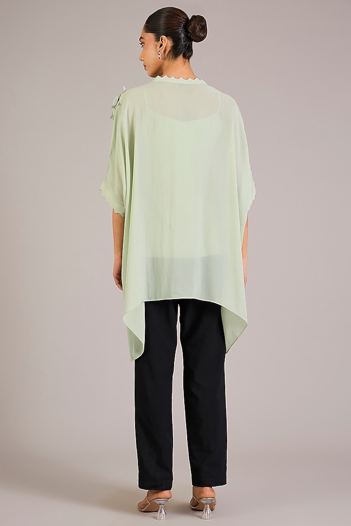 Mint Green Georgette Floral Embellished Top by Namrata Joshipura at Pernia's Pop Up Shop