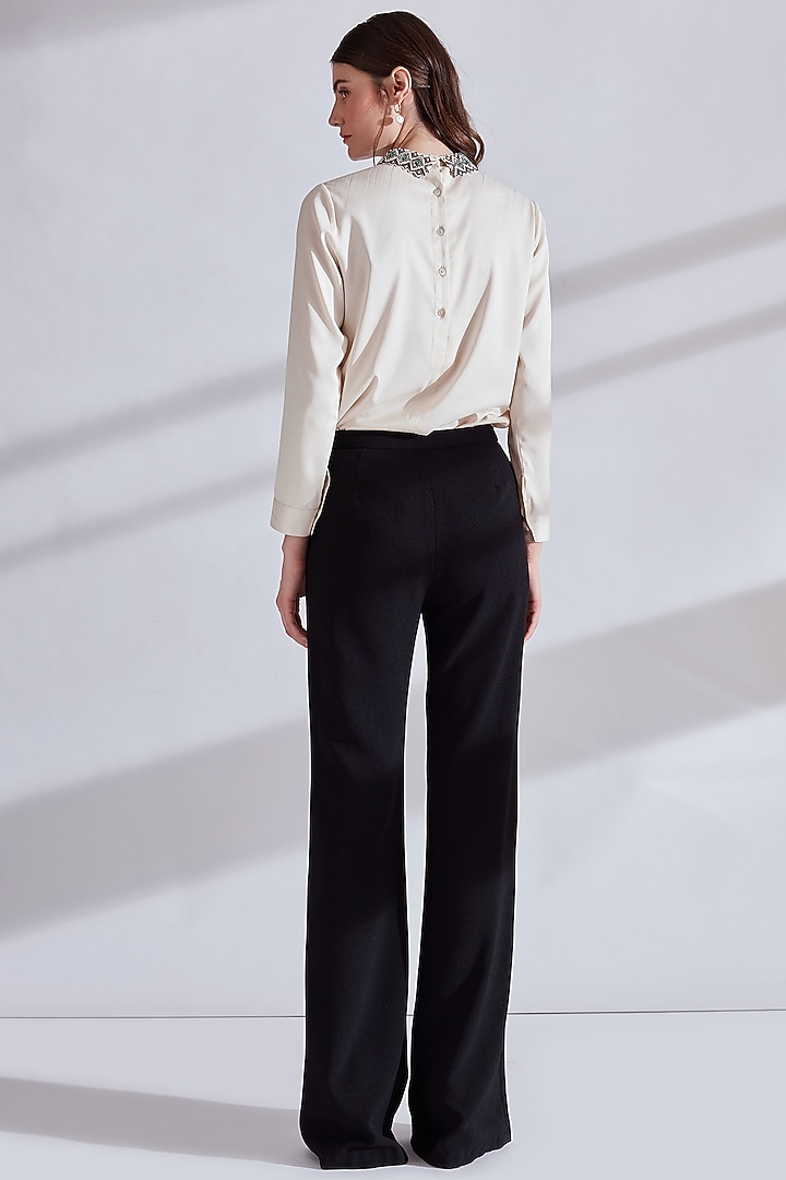 Ivory Hand Embellished Textured Top by Namrata Joshipura at Pernia's Pop Up Shop