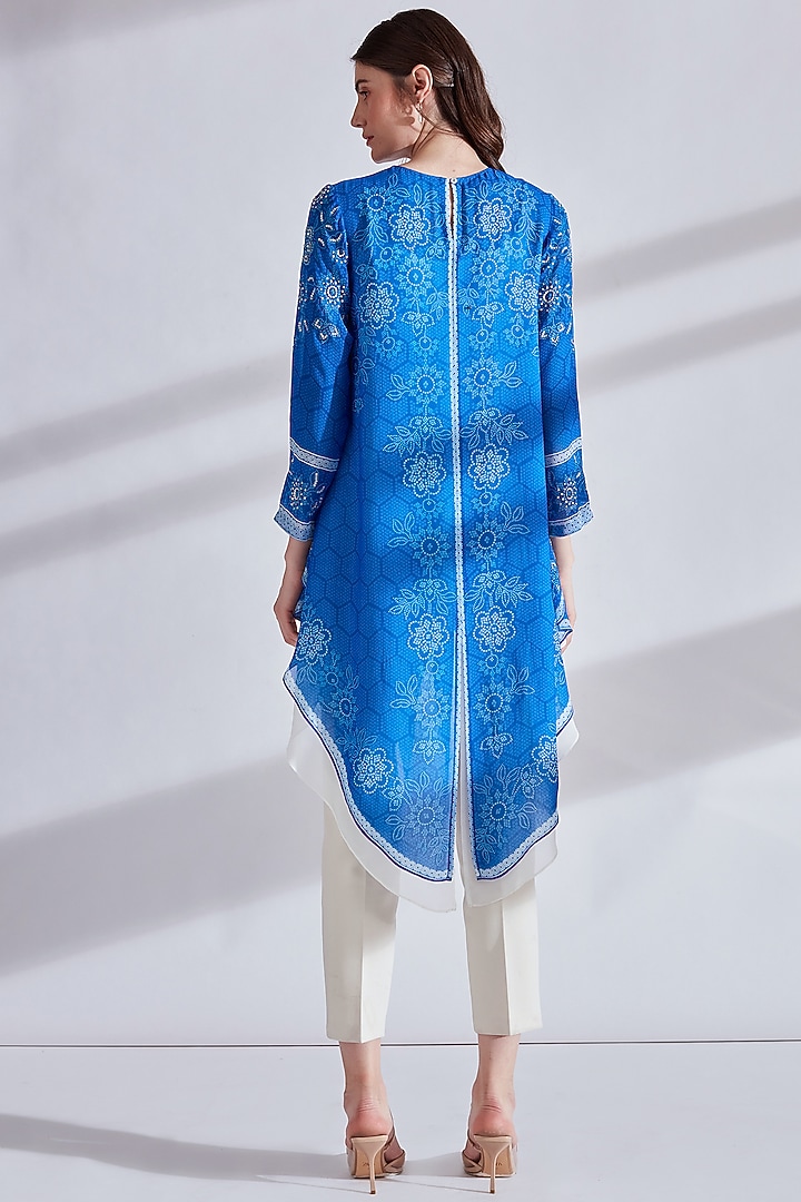 Electric Blue Printed Tunic by Namrata Joshipura at Pernia's Pop Up Shop