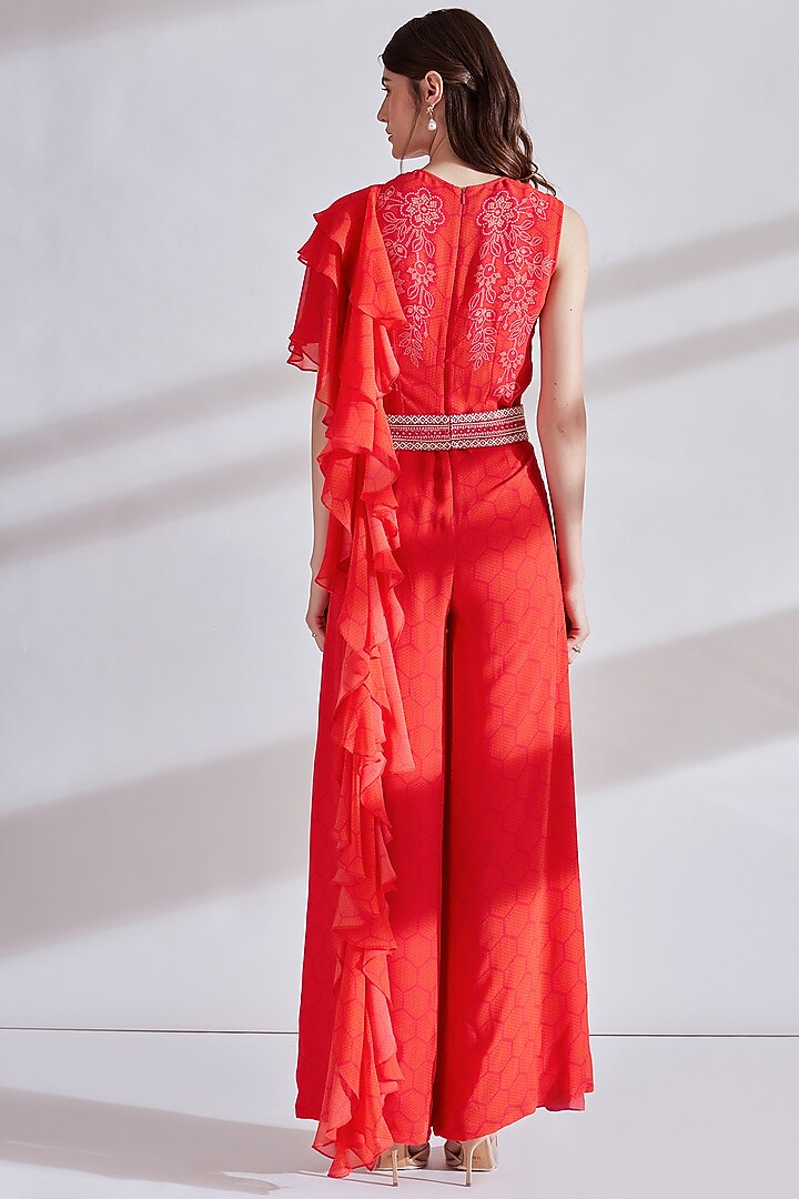 Fuchsia Embellished Jumpsuit With Slip by Namrata Joshipura at Pernia's Pop Up Shop