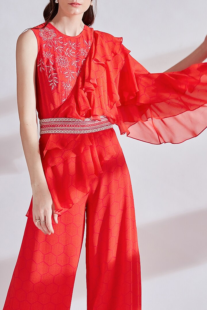 Fuchsia Embellished Jumpsuit With Slip by Namrata Joshipura at Pernia's Pop Up Shop