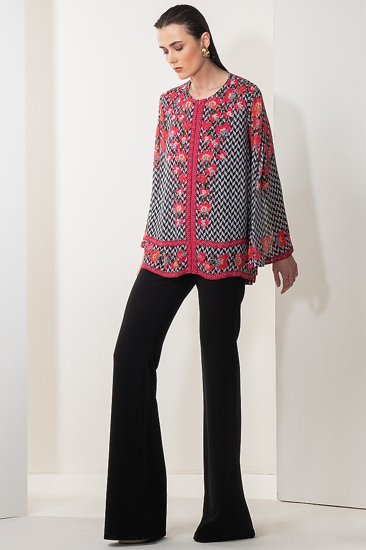 Black Layered Embellished Top by Namrata Joshipura at Pernia's Pop Up Shop