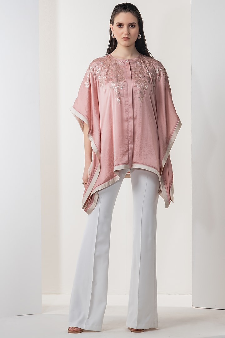 Dusty Pink Embellished Kaftan Top by Namrata Joshipura at Pernia's Pop Up Shop