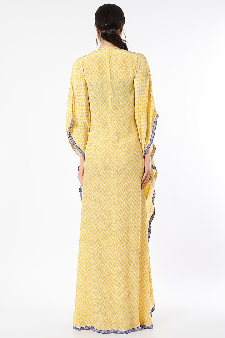 Yellow Hand Embellished Kaftan by Namrata Joshipura at Pernia's Pop Up Shop
