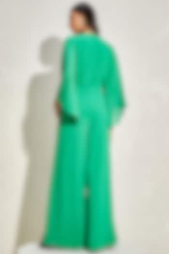 Green Georgette Embellished Jumpsuit by Namrata Joshipura at Pernia's Pop Up Shop