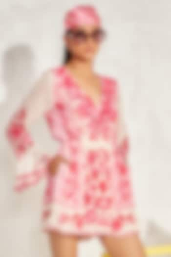 Pink Georgette Embellished Romper by Namrata Joshipura at Pernia's Pop Up Shop