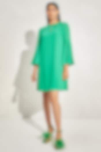 Kelly Green Georgette Embellished Dress by Namrata Joshipura