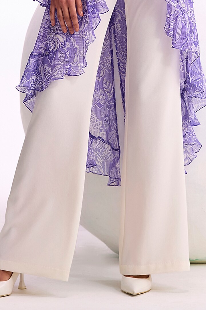 Orchid Georgette Geometric Hand Embellished & Printed Frilled Tunic by Namrata Joshipura at Pernia's Pop Up Shop