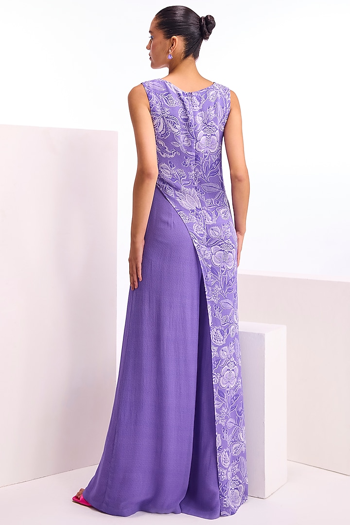 Orchid Georgette Hand Embellished Asymmetric Jumpsuit by Namrata Joshipura at Pernia's Pop Up Shop