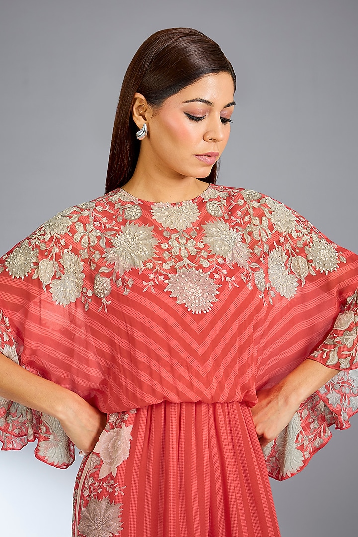 Red Georgette Co-Ord Set by Namrata Joshipura at Pernia's Pop Up Shop