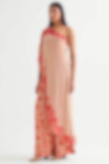 Beige Georgette Off-Shoulder Jumpsuit by Namrata Joshipura at Pernia's Pop Up Shop