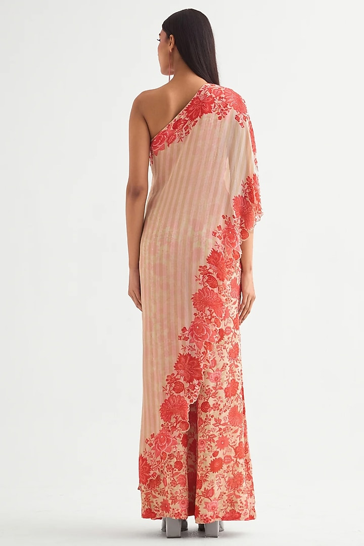 Beige Georgette Off-Shoulder Jumpsuit by Namrata Joshipura at Pernia's Pop Up Shop