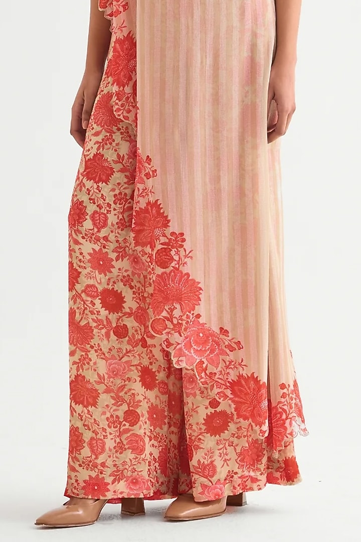 Beige Georgette Off-Shoulder Jumpsuit by Namrata Joshipura at Pernia's Pop Up Shop