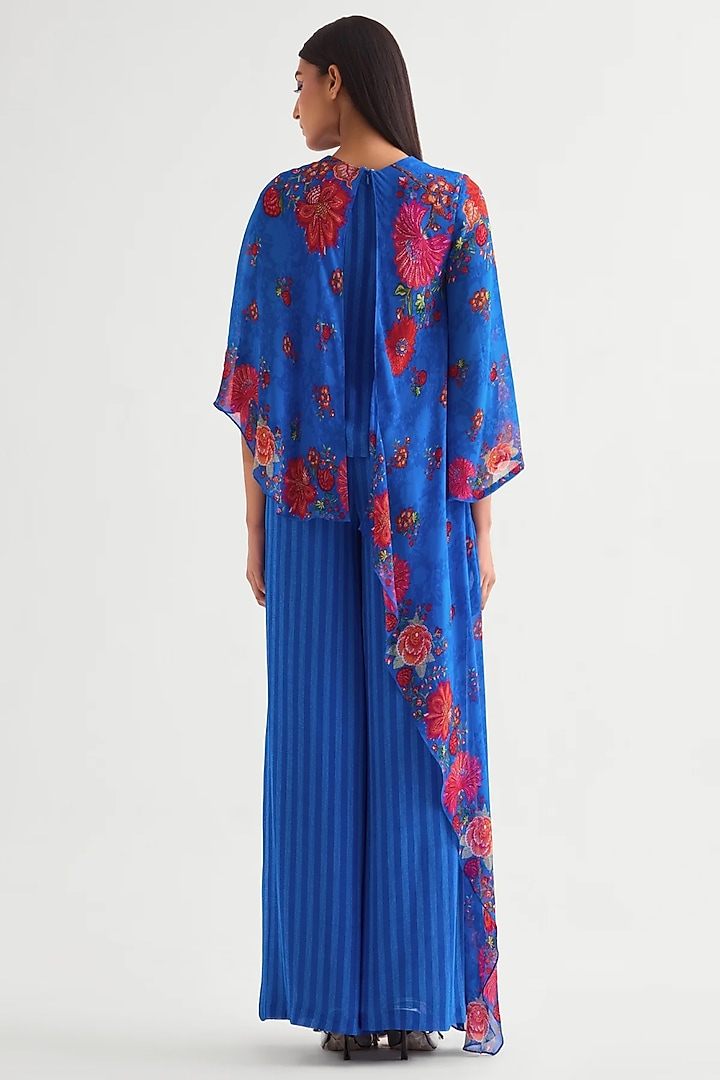 German Blue Georgette Co-Ord Set by Namrata Joshipura at Pernia's Pop Up Shop