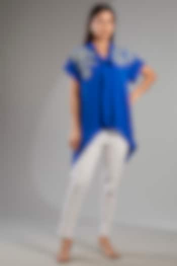 German Blue Georgette Handkerchief Top by Namrata Joshipura at Pernia's Pop Up Shop